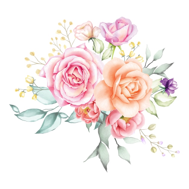 Download Watercolor rose bouquet backfround Vector | Premium Download