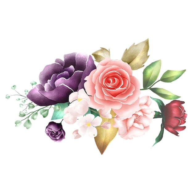 Download Watercolor rose bouquet background | Premium Vector