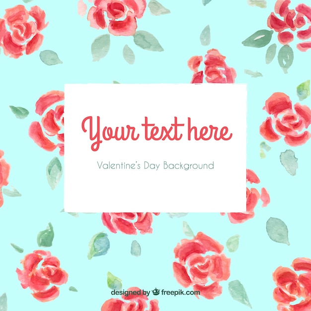Watercolor roses background for valentines
day