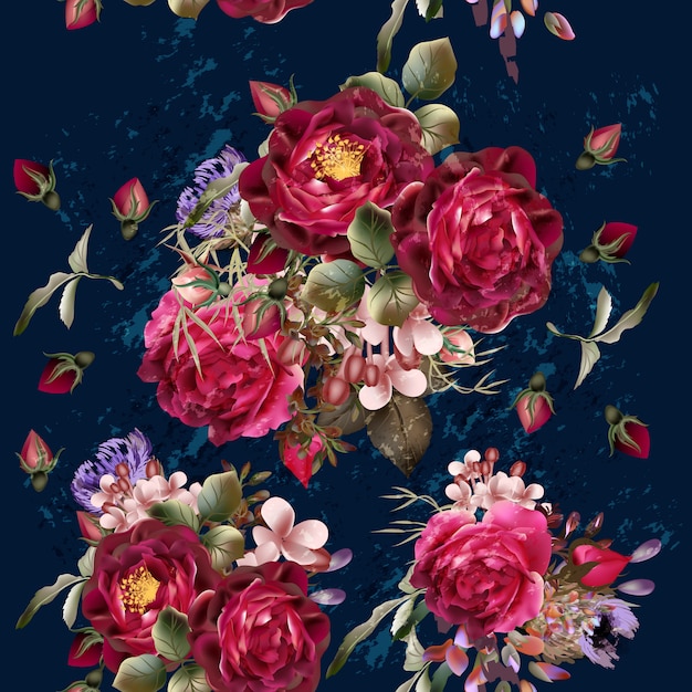 Watercolor roses background Vector | Premium Download
