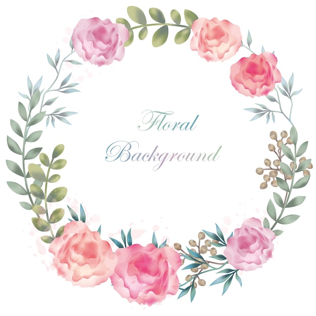 Download Watercolor round flower frame | Premium Vector