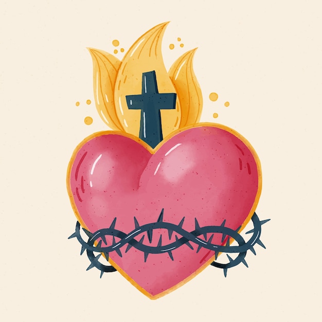 Free Vector | Watercolor sacred heart