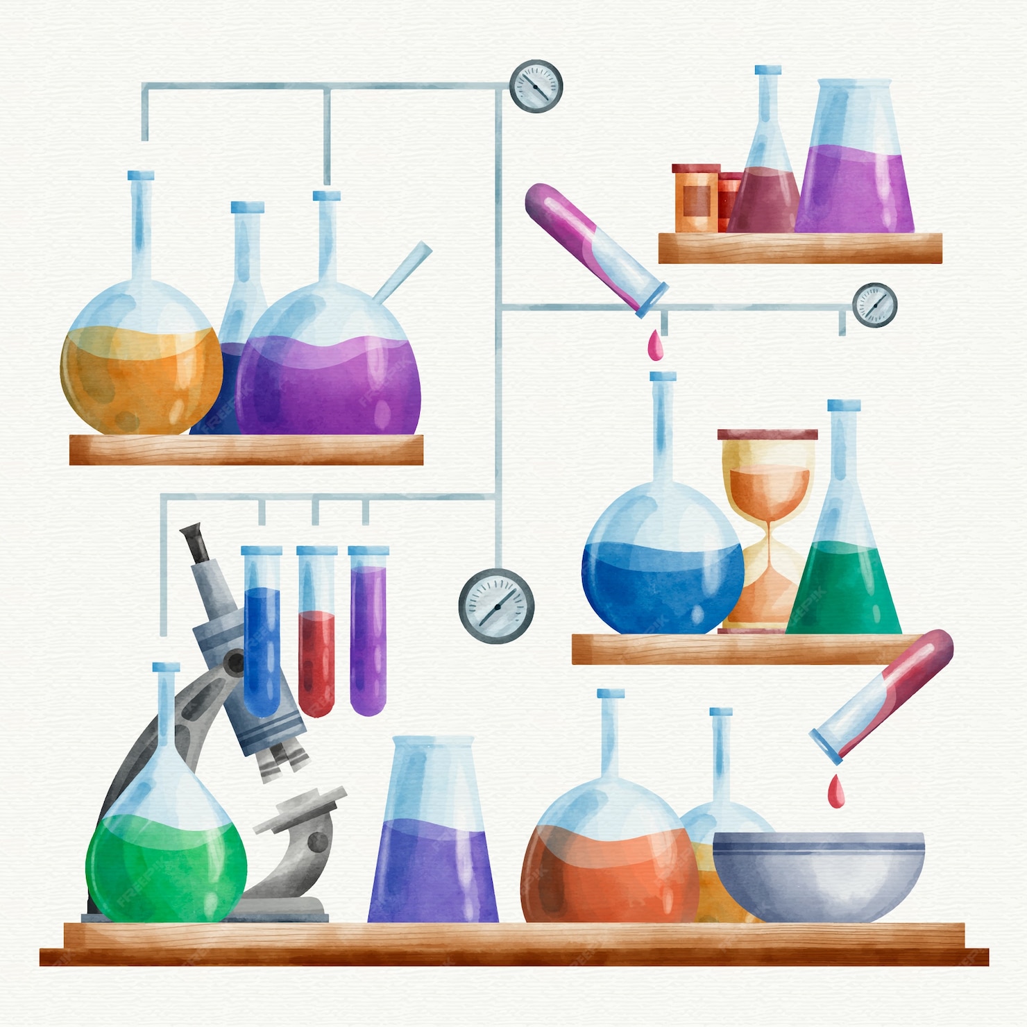 Free Vector | Watercolor science lab illustration