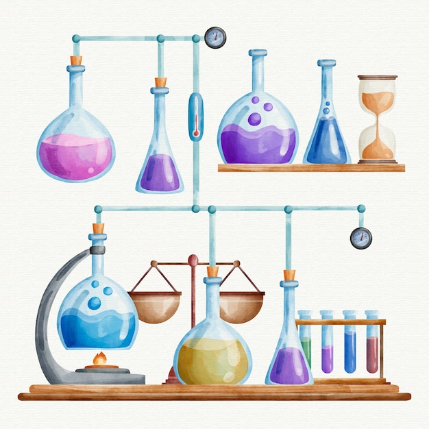 Free Vector | Watercolor science lab theme