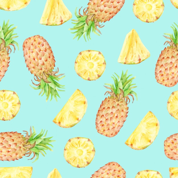 Watercolor seamless pattern of pineapple | Premium Vector