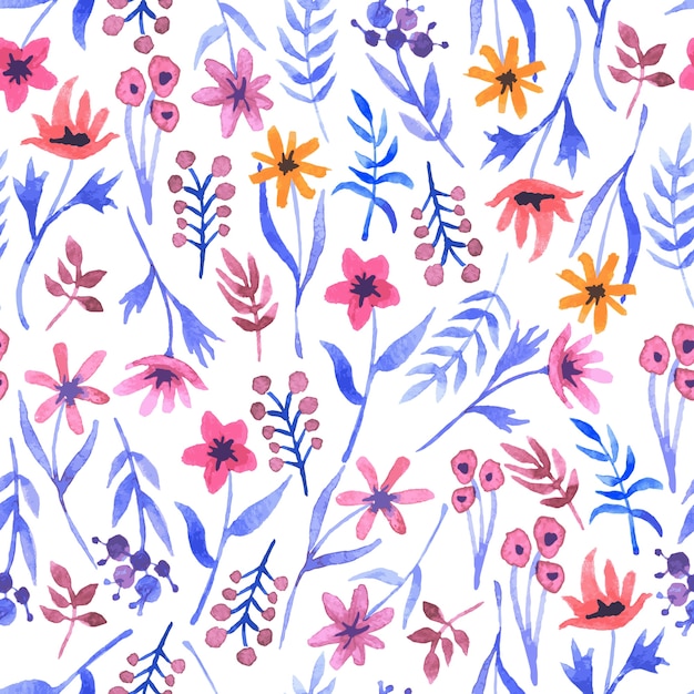 Download Watercolor seamless pattern with flowers Vector | Free ...