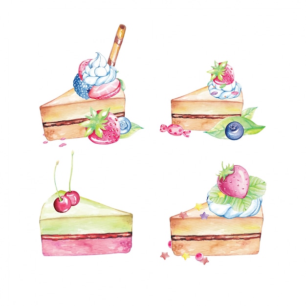 Premium Vector Watercolor Shortcake Illustration