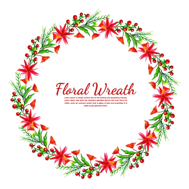 Download Watercolor simple floral wreath Vector | Premium Download