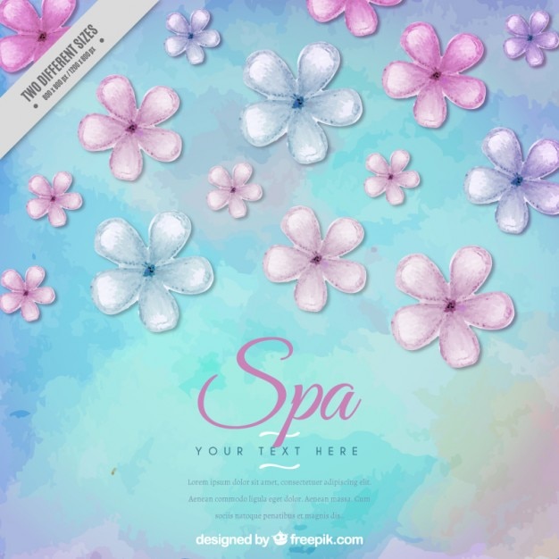 Watercolor spa background with flowers