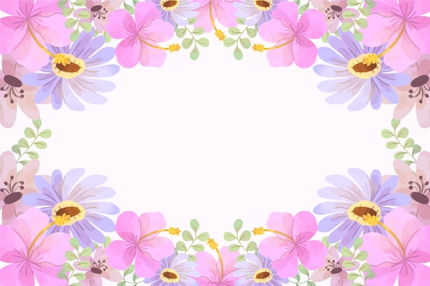 ピンクの花と水彩画の春の背景 無料のベクター