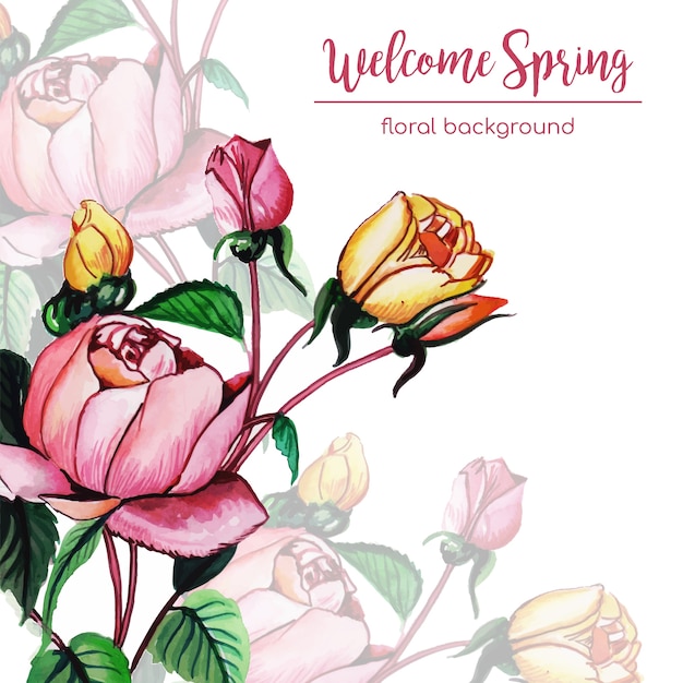 Watercolor Spring Floral Background