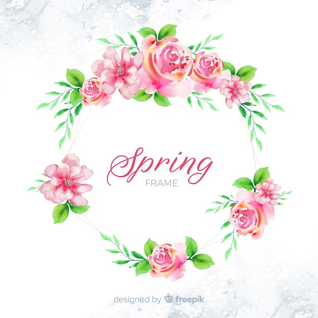 Download Watercolor spring floral frame Vector | Free Download