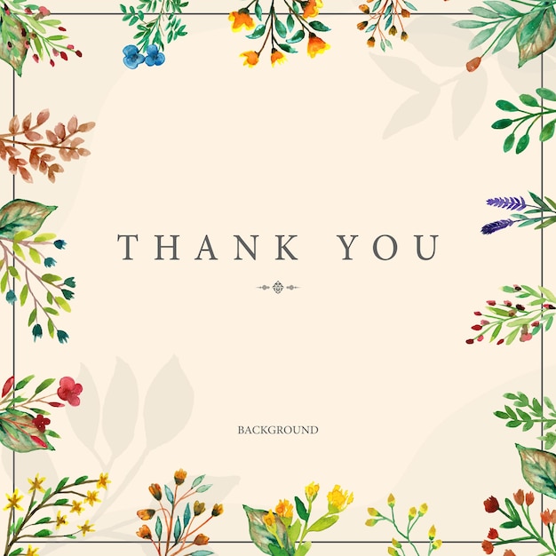 Premium Vector | Watercolor spring style thank you card template