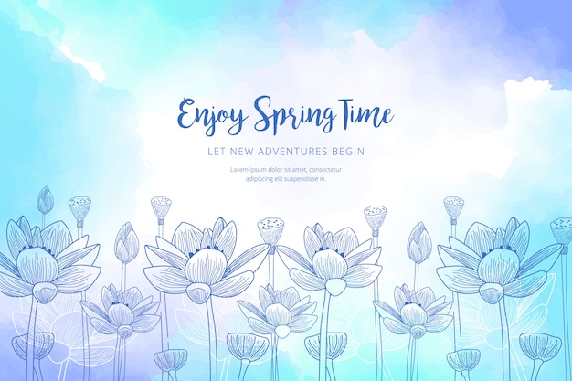 Watercolor spring template Free Vector