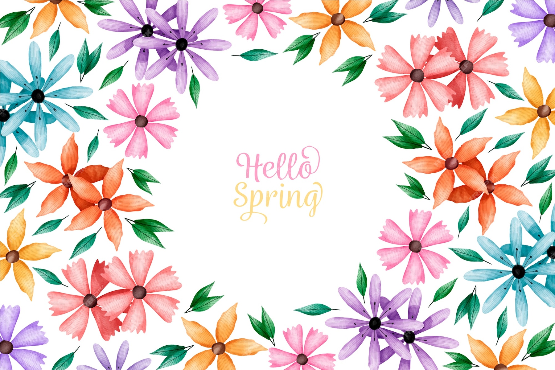 Free Vector | Watercolor spring wallpaper with colorful flowers