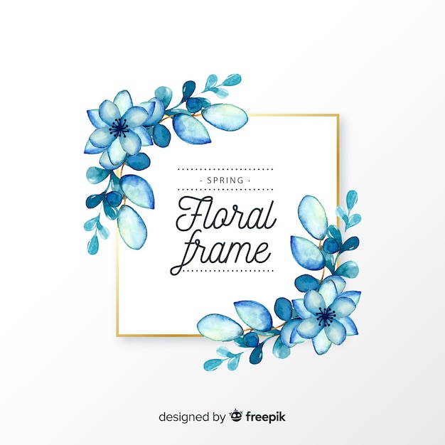Download Watercolor square spring floral frame Vector | Free Download