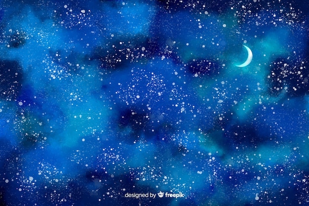 水彩星空の夜の背景 プレミアムベクター