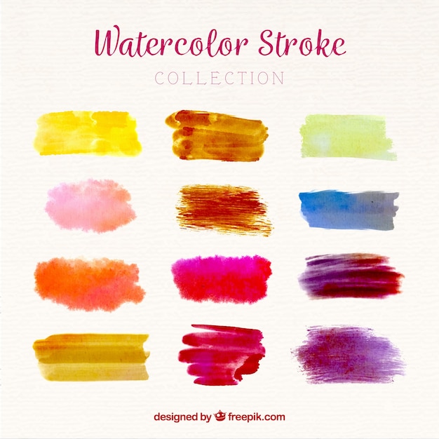 Download Watercolor strokes collection | Free Vector