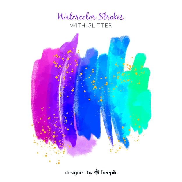Download Free Vector | Watercolor strokes with glitter