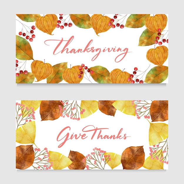 Free Vector | Watercolor style thanksgiving banners