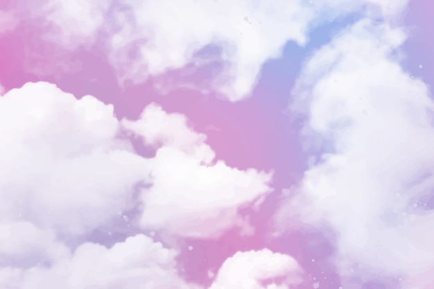 Free Vector | Watercolor sugar cotton clouds background