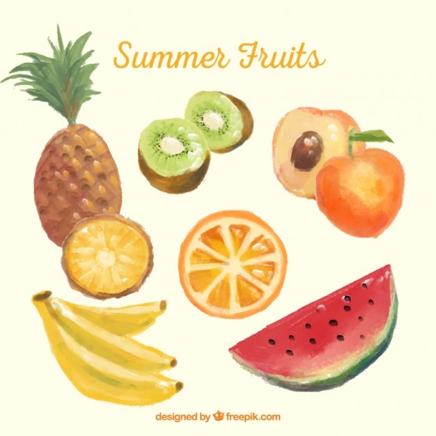 Watercolor summer fruit