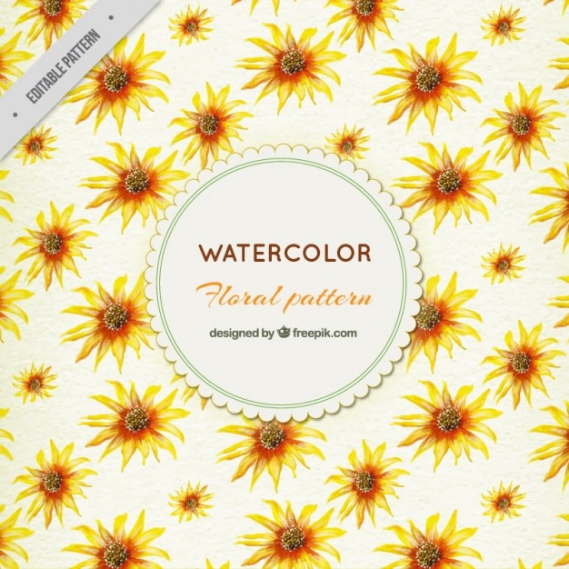 Watercolor sunflower pattern
