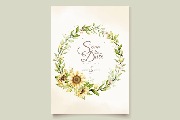 Premium Vector Watercolor Sunflower Wedding Invitation Card