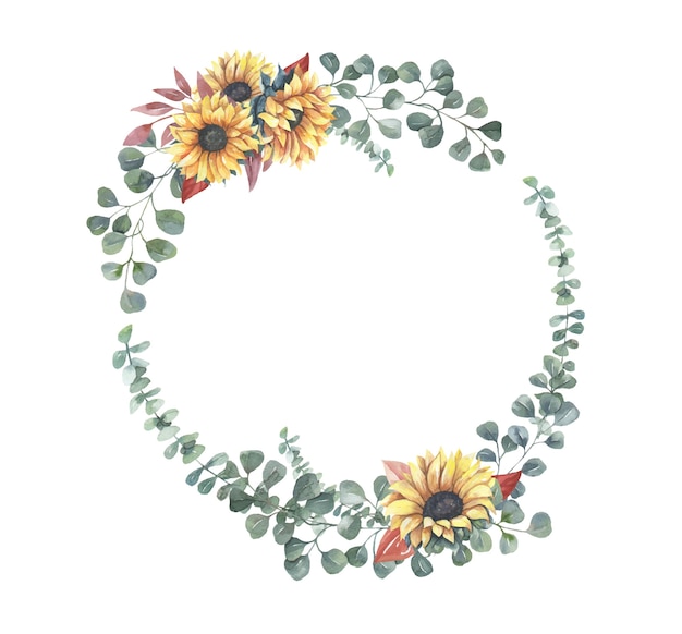 Download Premium Vector | Watercolor sunflower wreath.