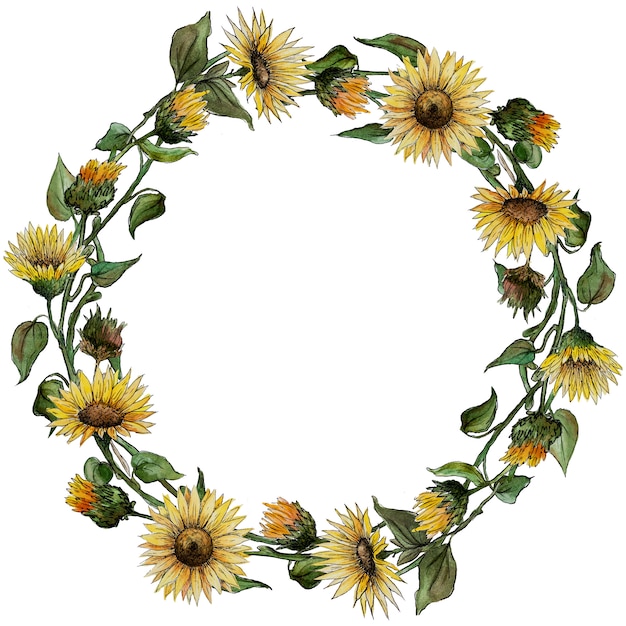 Download Watercolor sunflowers wreath | Premium Vector