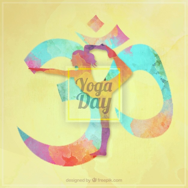 Watercolor symbol yoga day background