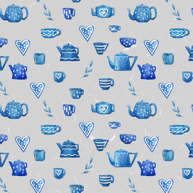 Premium Vector Watercolor Teapots Seamless Pattern 3959