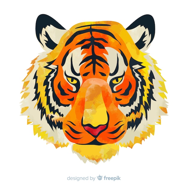 Premium Vector Watercolor Tiger Head