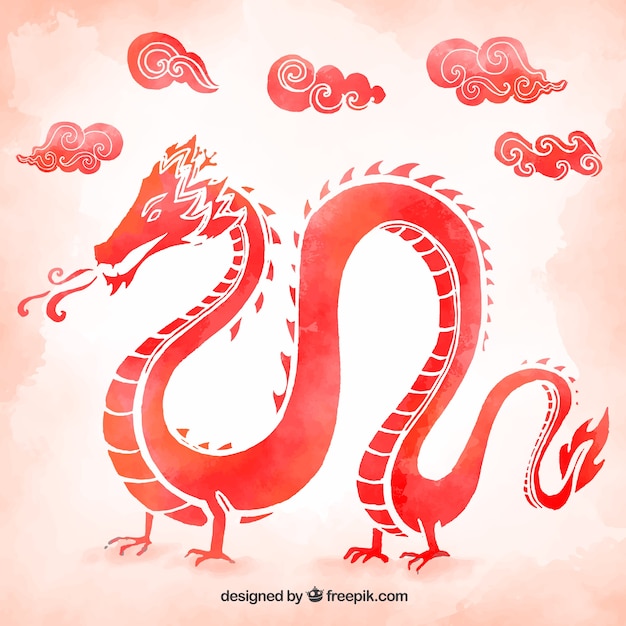 Watercolor traditional chinese dragon