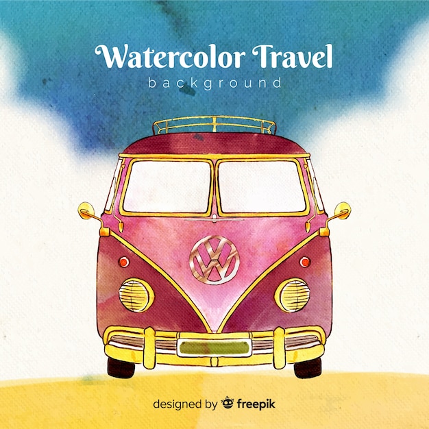 Watercolor travel background | Free Vector