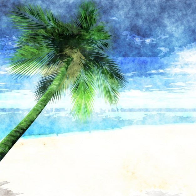 Watercolor Tropical beach Background
