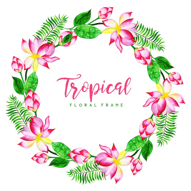 Premium Vector | Watercolor tropical floral frame background