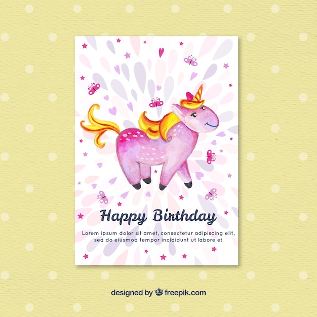 Download Free Vector | Watercolor unicorn birthday card