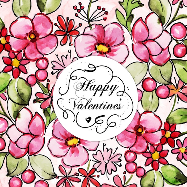 Premium Vector | Watercolor valentine floral background