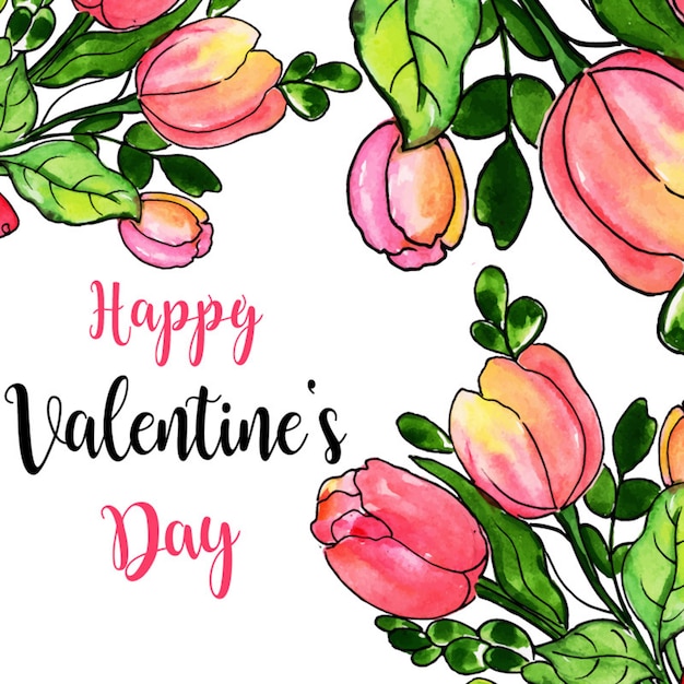 Premium Vector | Watercolor valentine floral background