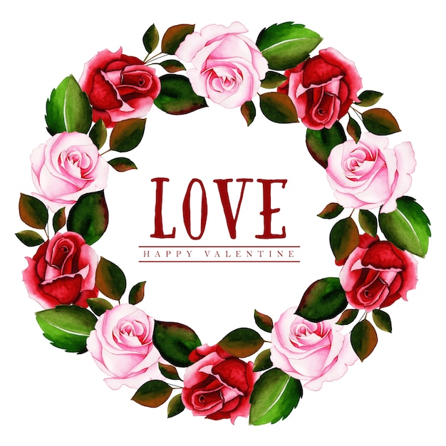 Premium Vector | Watercolor valentine floral wreath