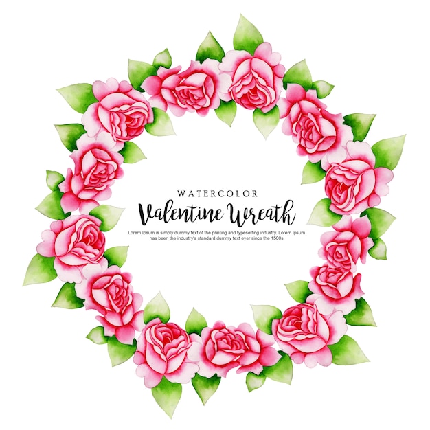 Download Watercolor valentine floral wreath | Premium Vector