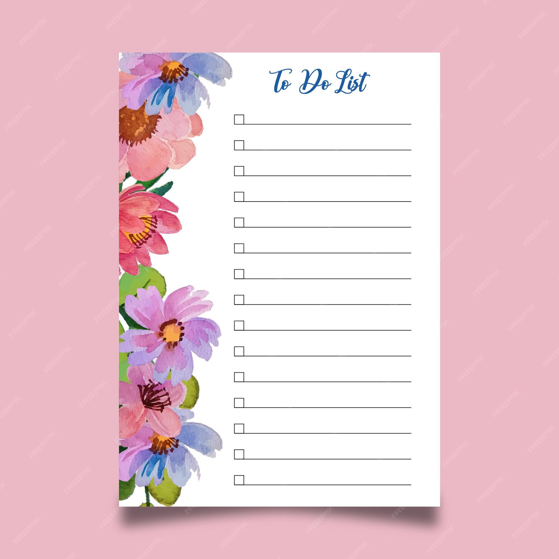 Premium Vector Watercolor valentine to do list template