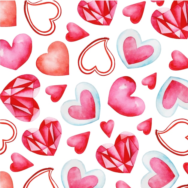 Premium Vector | Watercolor valentine pattern background