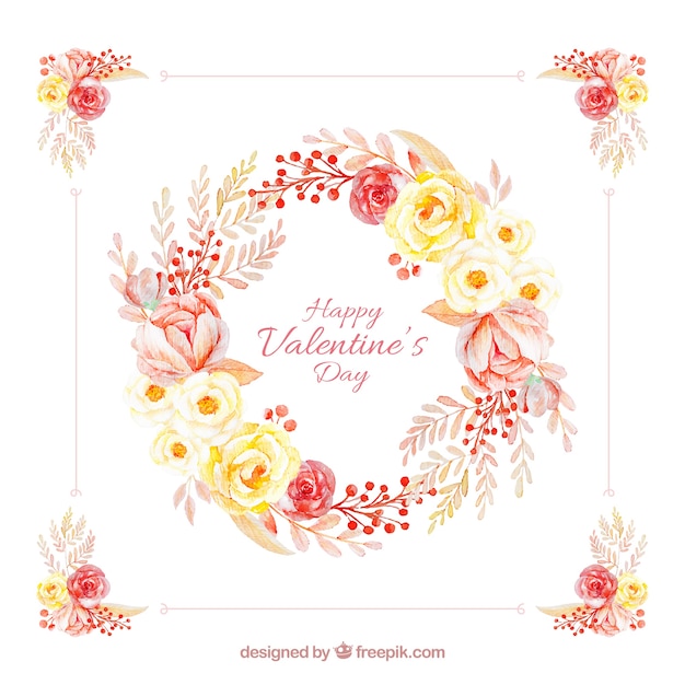 Watercolor valentine's day floral wreaths &
bouquets