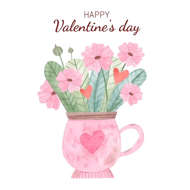 Free Vector Watercolor Valentine S Day Flowers Illustration