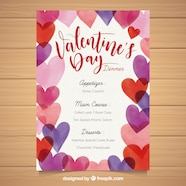 Free Vector Watercolor Valentine s Day Menu Template