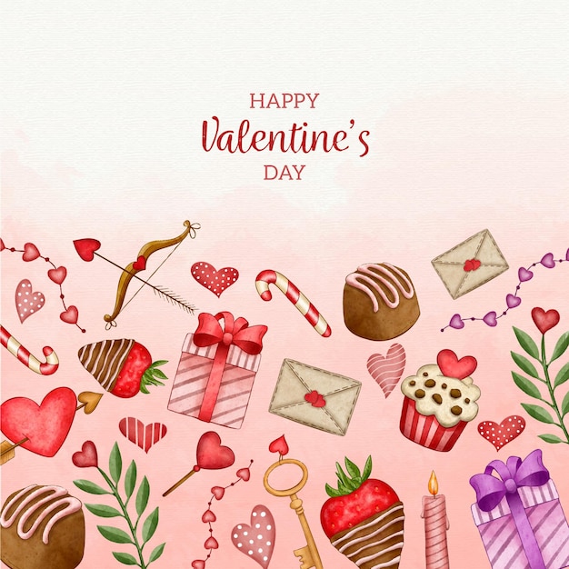 Premium Vector | Watercolor valentines day background