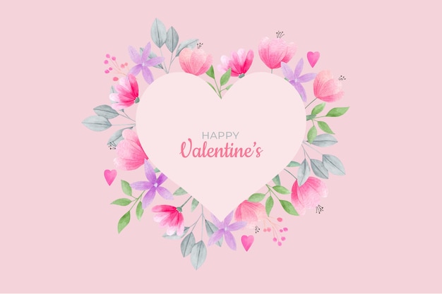 Watercolor Floral Heart Frame Pastel Colors Free Vector