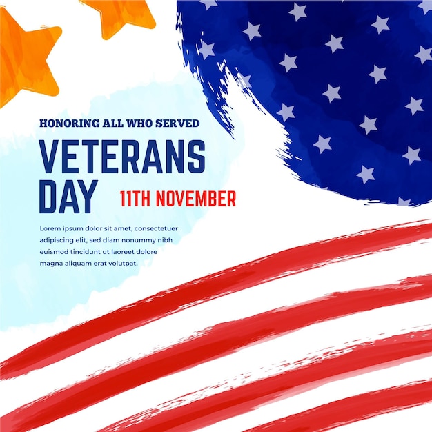 Free Vector | Watercolor veterans day concept